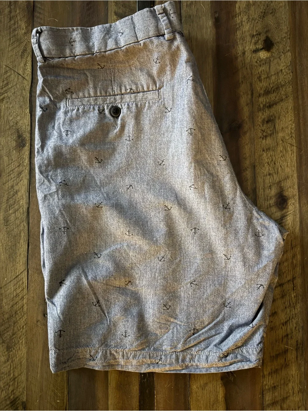 Chaps Light Blue Anchor-Print Flat Front Men’s Shorts